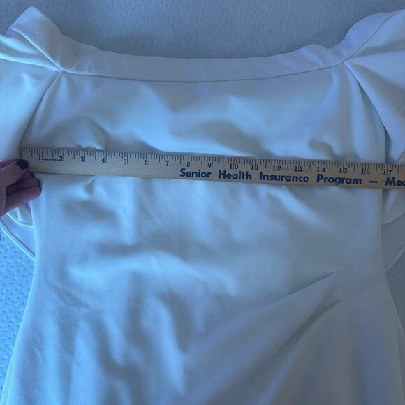Ralph Lauren White Off Shoulder Statement Dress Ruffle Sleeves 12 - Picture 2 of 8